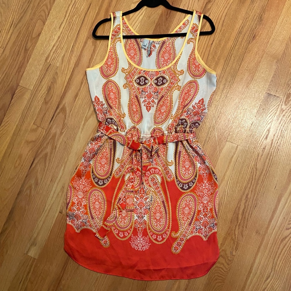 MNG orange & yellow paisley dress